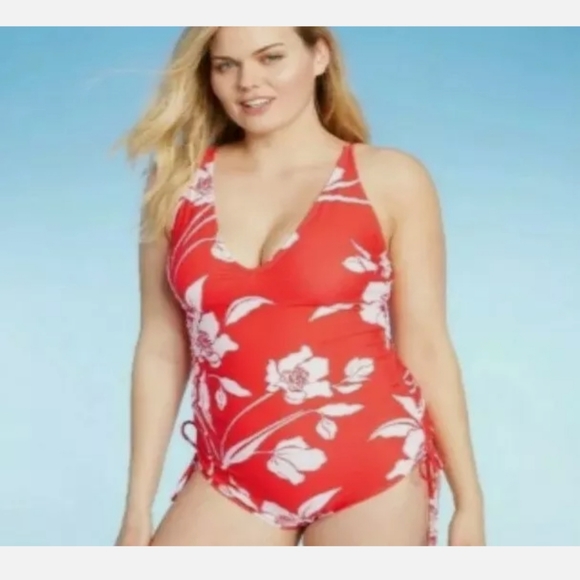 NWT Kona Sol Hawaiian Floral One Piece Swim Suit 24W - Picture 3 of 8